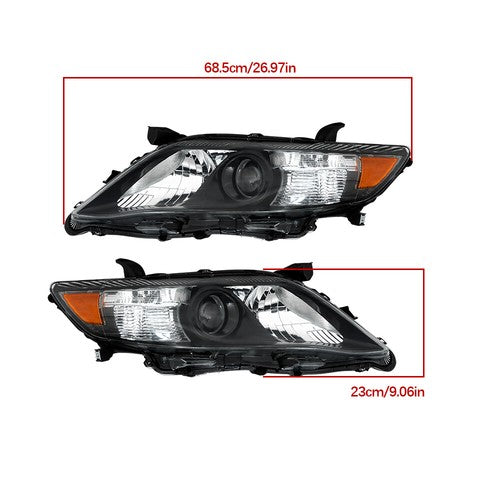 Headlights Black Fog Lights+Switch Kit For 10-11 Toyota Camry SE Left+Right Side