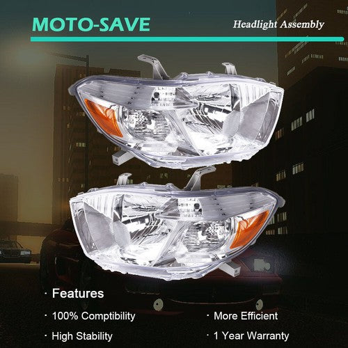 Headlight Headlamps Assembly Fit For Toyota Highlander 2008-2010 LH+RH Side Pair