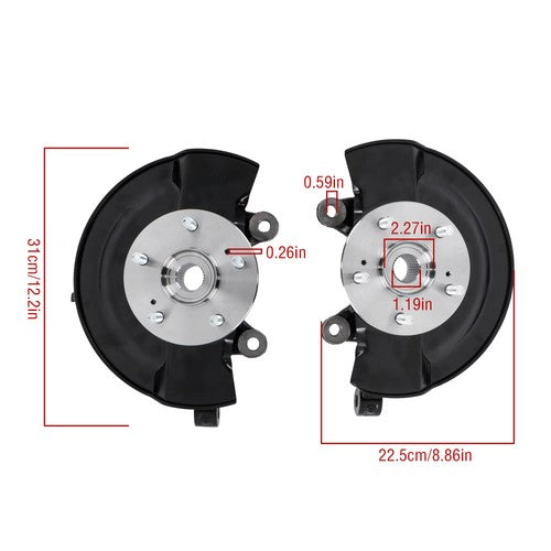 2× Steering Knuckle & Wheel Hub Bearing Assembly For Honda CR-V L4 2.4L 2007-09