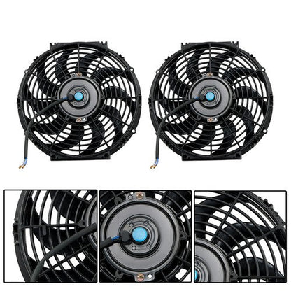 2× 12" Electric Radiator Cooling Slim Fans Push Pull Mount Black For Universal