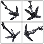 2-Pack Folding Anchor Set 0.7kg Black For Grapnel Boat Marine Kayak