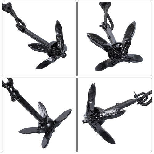 2-Pack Folding Anchor Set 0.7kg Black For Grapnel Boat Marine Kayak