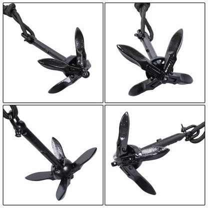 2-Pack Folding Anchor Set 0.7kg Black For Grapnel Boat Marine Kayak
