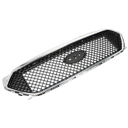 Mesh Front Upper Bumper Grille Plastic Chrome Frame For Ford Taurus 2013-2019