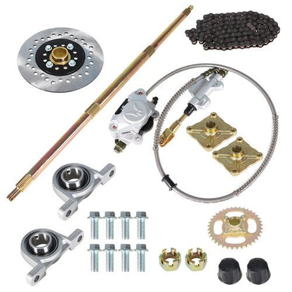 For Go Kart Rear Live Axle Kit, Brake Assembly,Sprocket & Hub,Hub Drift Trike