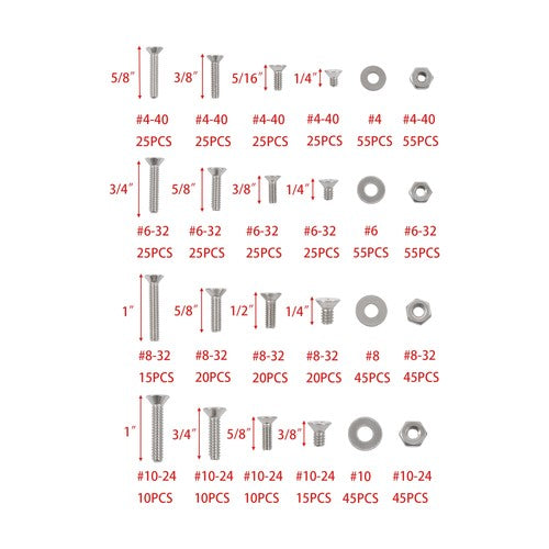 720pcs Nuts And Bolts Assortment Kit Machine Screws #6-32 #8-32 #10-24 #1/4-20