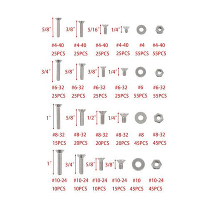 720pcs Nuts And Bolts Assortment Kit Machine Screws #6-32 #8-32 #10-24 #1/4-20