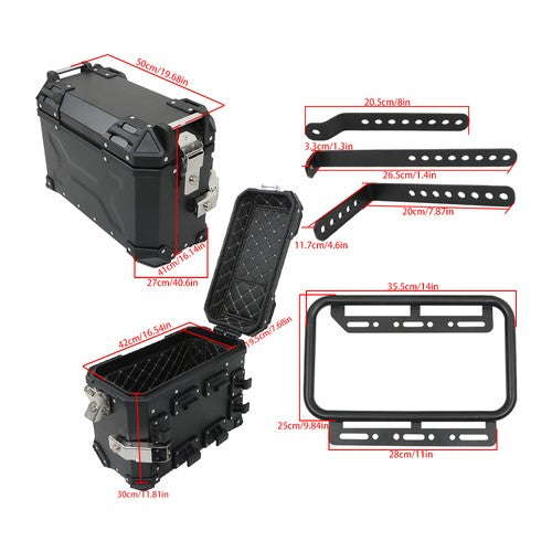 36L Motorbike Hard Side Saddlebag Box Trunk Tour with Support Racks 2×Side Case