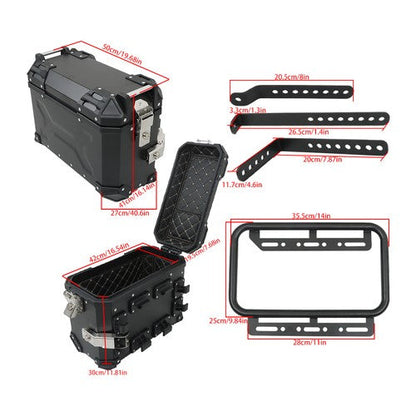36L Motorbike Hard Side Saddlebag Box Trunk Tour with Support Racks 2×Side Case