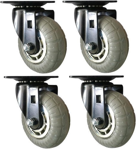 4-Pack 4" Casters - Soft Rubber Non-Marking Wheels with Chrome Spoke