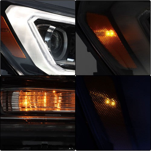 Headlights Halogen W/LED Tube Headlamps For GMC Acadia 2013-2016 2PCS Clear Lens