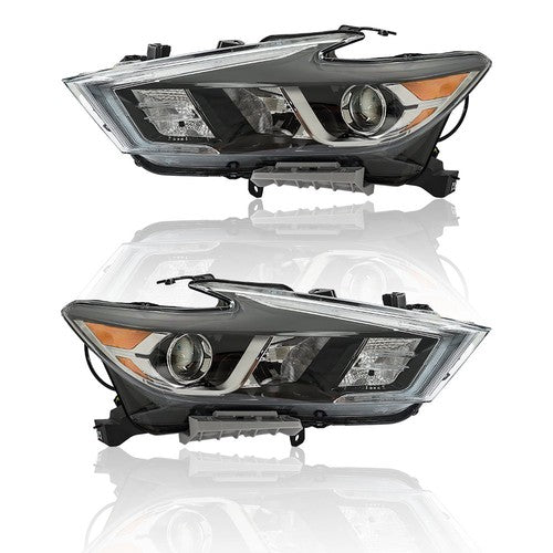 For Maxima S|SL|SV 2016-2017 18 Headlights Clear Lens LH+RH Pair Housing Chrome