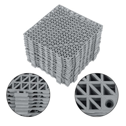 50PCS 12 x 12in Interlocking Drainage Floor Tiles Modular Interlocking Tile Gray