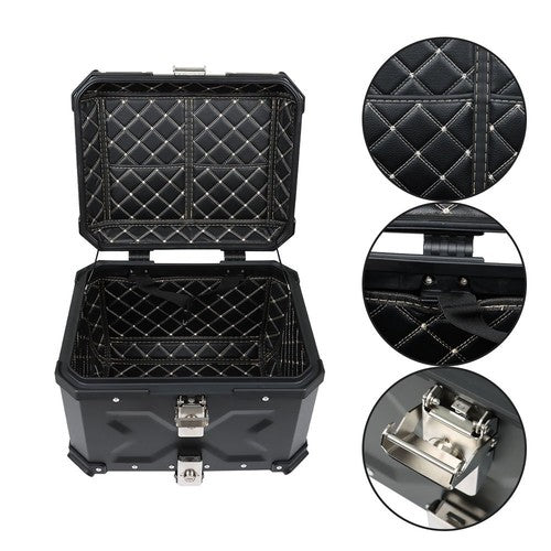 45L Black Motorcycle Top Case Tail Box Waterproof Luggage Scooter Trunk Storage
