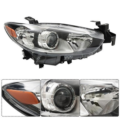Fit For Mazda 6 2014-2017 Black Halogen Clear Lens RH+LH Side Headlight Assembly