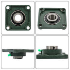 2 × UCF207-20 1-1/4" Bore Pillow Block Flange Bearing 4 Bolt Solid Base