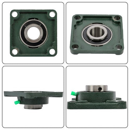 2 × UCF207-20 1-1/4" Bore Pillow Block Flange Bearing 4 Bolt Solid Base