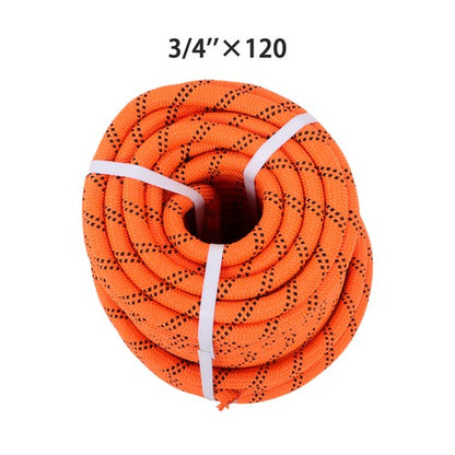 Orange & Black 48 Strands Polyester Braided Arborist Bull Rope 8626lbs 3/4"×120'