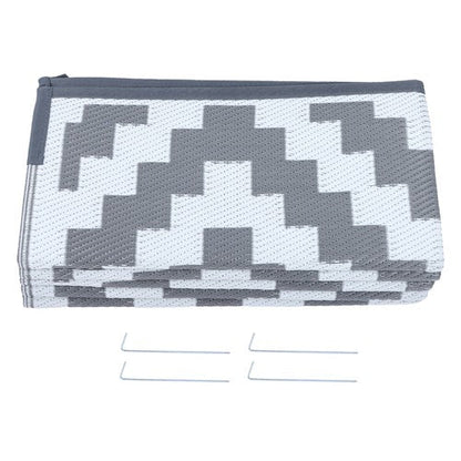 8x10 ft RV Mat Outdoor Plastic Straw Rug Carpet Waterproof Gray & White
