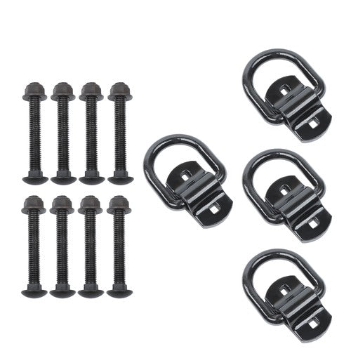 1/2" Heavy Duty Bolt-On Forged D Ring,12000Lbs Break Strength (Pack of 4) Black