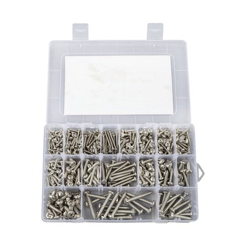 550Pack 304 Stainless steel wood screws kits countersunk #4 #6 #8 #10 #12 W/Box
