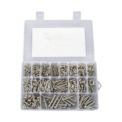 550Pack 304 Stainless steel wood screws kits countersunk #4 #6 #8 #10 #12 W/Box
