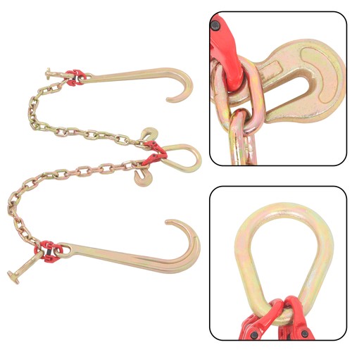 T J Hook Double Limb Hook Chain 5/16in*2ft G80 Chain Fracture Strength 9260lbs