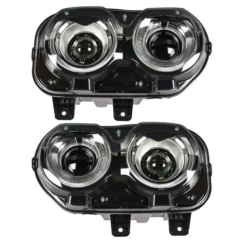 Pair Set For Dodge Challenger 2015-2018 Headlight Replacement Halogen Clear Lens