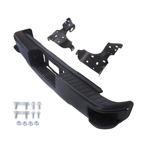 W/o Sensor Holes Steel Black Rear Bumper For Chevrolet Silverado 1500 2014-2018