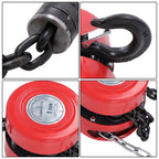 Chain Hoist Chain Block 1 Ton Capacity 10 Feet Lift Steel Construction Red