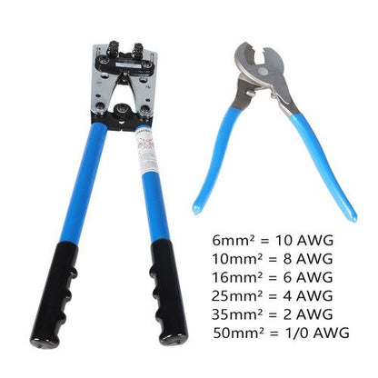 Battery Cable Lug Crimping Tool Wire Crimper For 10-0AWG with Cable Cutter