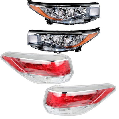 Driver&Passenger Halogen For 2014-2016 Toyota Highlander Tail Lights+Headlights