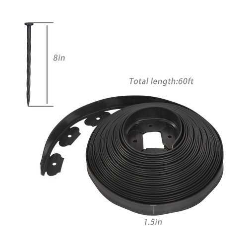 60 FT L-shaped Landscape Edging Border Kit No-Dig Garden Edge Lawn Border 1.5"