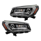Headlights Halogen W/LED Tube Headlamps For GMC Acadia 2013-2016 2PCS Clear Lens