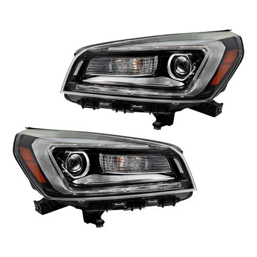 Headlights Halogen W/LED Tube Headlamps For GMC Acadia 2013-2016 2PCS Clear Lens