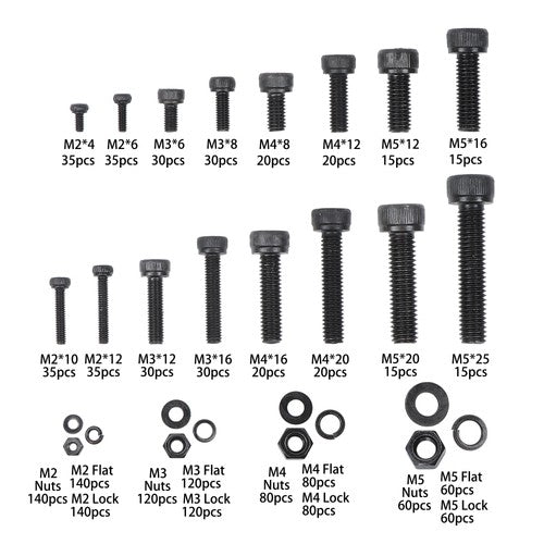 1600Pcs Metric Screw Assortment,M2 M3 M4 M5 Screws Nuts and Bolts Assortment Kit