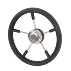 New Stainless Steel Yach Steering Wheel with PU Foam 5 Spoke 13-7/8 Inch?Black?