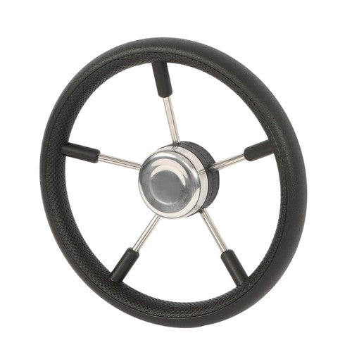 New Stainless Steel Yach Steering Wheel with PU Foam 5 Spoke 13-7/8 Inch?Black?