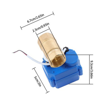 Solid Motorized Ball Valve 3/4in Standard Port Brass 9-24V NC Auto Return