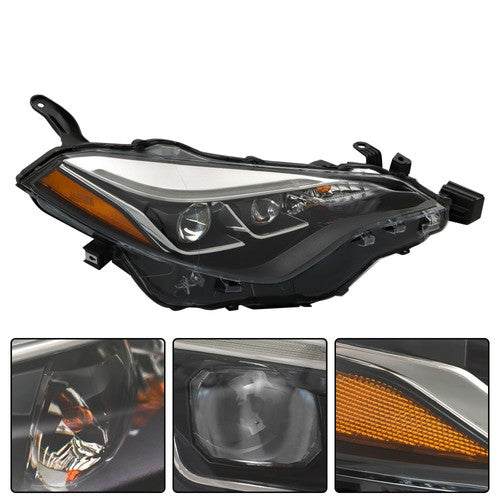 Headlight Assembly Projector For Toyota Corolla 2017-2019 Halogen Black Right