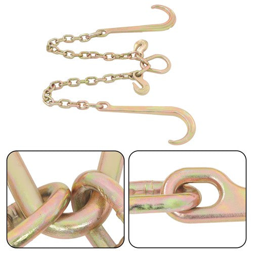 3/8in*2ft G80 Chain Double Limb Hook Chain Working Load 7100lbs 15IN J Hooks