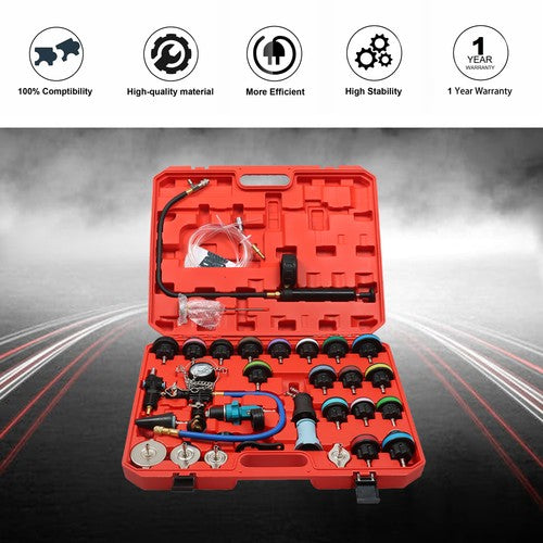 33pcs Universal Radiator Pressure Tester & Vacuum Cooling System Tool Refill Kit