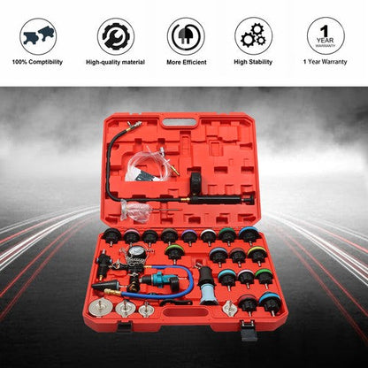 33pcs Universal Radiator Pressure Tester & Vacuum Cooling System Tool Refill Kit
