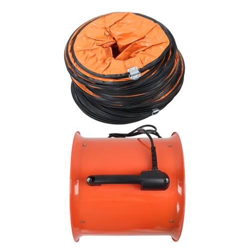 Industrial Portable Blower Steel Orange 520W 2300CFM 3300RPM 12' 32.8ft Ducting