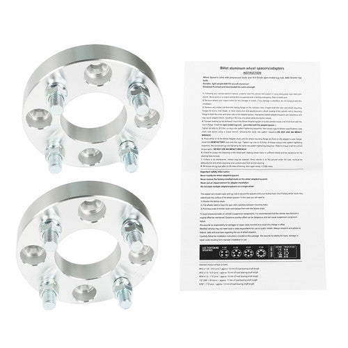 Wheel Flange 1" 4x101.6mm Hub Bore 62mm Thread Size 1/2"x20 Silver 2Pcs