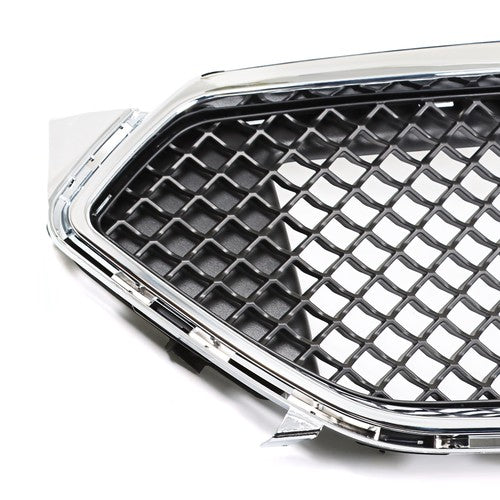 Mesh Front Upper Bumper Grille Plastic Chrome Frame For Ford Taurus 2013-2019