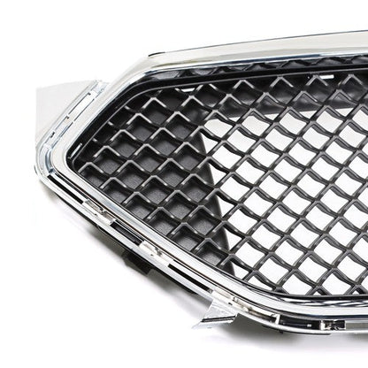Mesh Front Upper Bumper Grille Plastic Chrome Frame For Ford Taurus 2013-2019