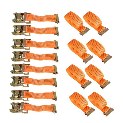2 "x 20' 4000 lb E-Track Ratchet Straps Orange Heavy Duty Tie Downs New 8 Set