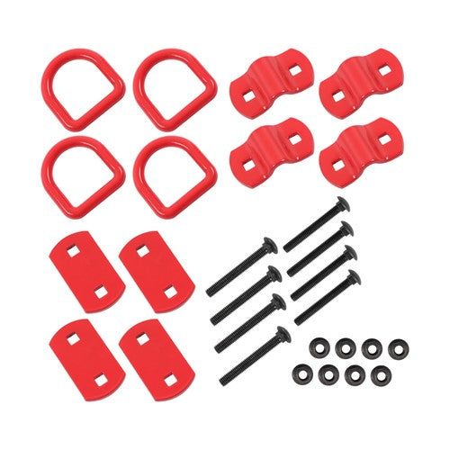 4 Pack 1/2 Inch Heavy Duty Bolt-On Forged D Ring 12000Lbs Break Strength Red