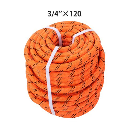 Orange & Black 48 Strands Polyester Braided Arborist Bull Rope 8626lbs 3/4"×120'
